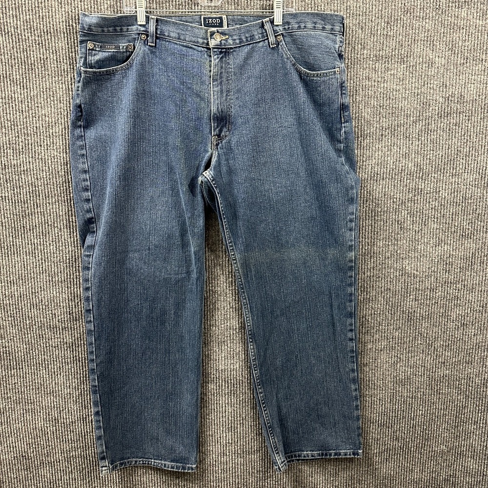 IZOD‎ Jeans Mens Size 42x30 Blue Denim Straight Leg 100% Cotton Casual Mid Rise